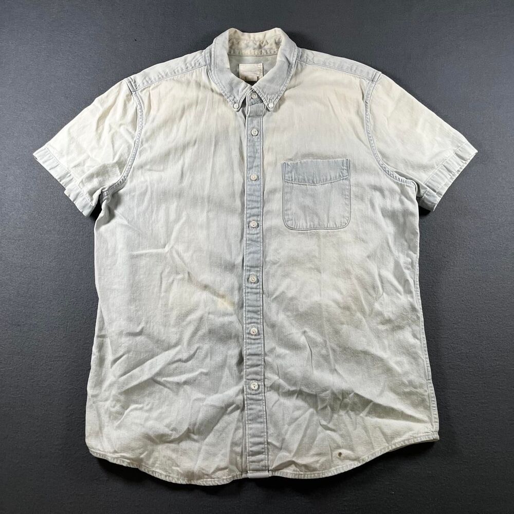 American-eagle Men's Blue and White Shirt